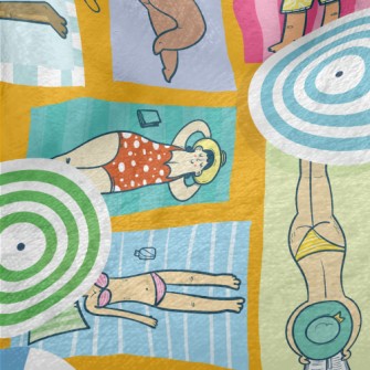 People Sunbathing On The Beach Minky