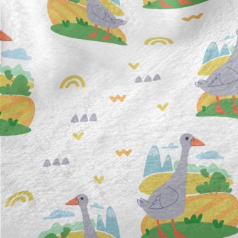 Rural Pastoral Grey Goose Minky