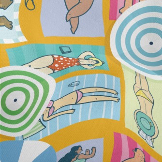 People Sunbathing On The Beach Lightweight Performance Linen