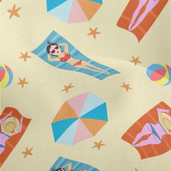 Bikini Girl Sunbathing Lightweight Performance Linen
