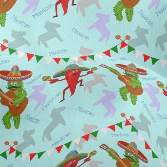 Mexican Dancing Pepper Cactus Lightweight Performance Linen