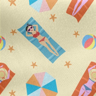 Bikini Girl Sunbathing Jersey Backed Fleece