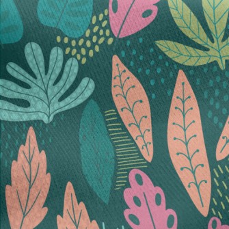 Tropical Fantasy Leaves Jersey Backed Fleece