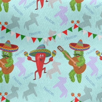 Mexican Dancing Pepper Cactus Jersey Backed Fleece