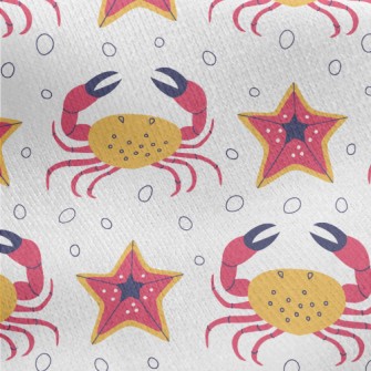 Starfish And Crab Jersey Backed Fleece