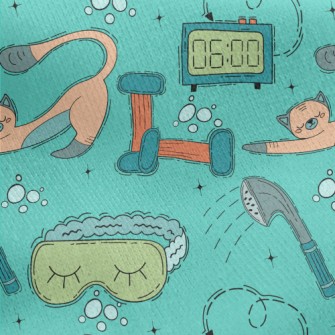 Comfortable Bath Cat Jersey Backed Fleece