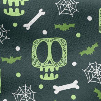 Surprised Skeleton Spider Web Jersey Backed Fleece