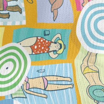 People Sunbathing On The Beach Stretch Jersey