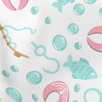 Deep Sea Fish Chunks Lightweight Cotton Poplin