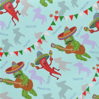Mexican Dancing Pepper Cactus Midweight Cotton Poplin