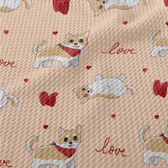 Cute Valentine&#39;s Day Puppy Birdseye Piqué