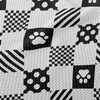 Geometric Square Dog Paw Print Birdseye Piqué