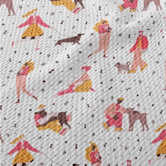 Dog Lovers Walking Their Dogs Birdseye Piqué