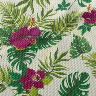 Tropical Hibiscus Leaves Birdseye Piqué