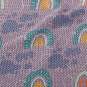 Fairytale Rainbow Dark Clouds Birdseye Piqué