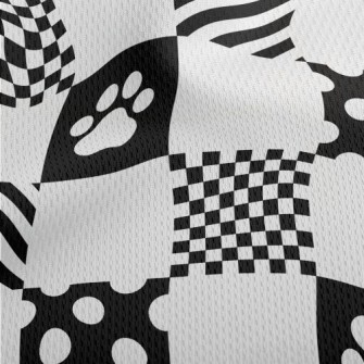 Geometric Square Dog Paw Print Athletic Mesh Flat Back