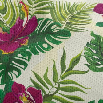 Tropical Hibiscus Leaves Athletic Mesh Flat Back