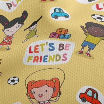 Children Playing Athletic Mesh Flat Back