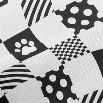 Geometric Square Dog Paw Print Performance Linen