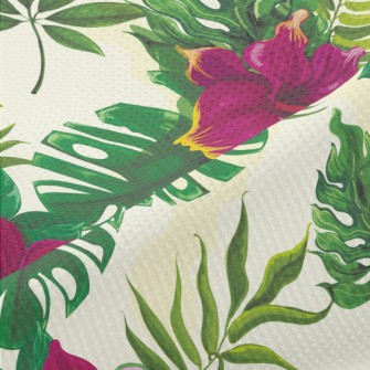 Tropical Hibiscus Leaves Piqué