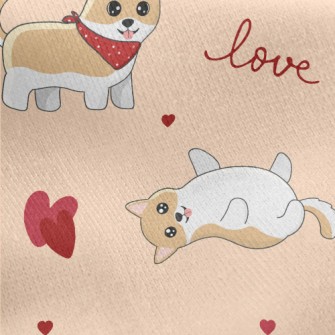 Cute Valentine&#39;s Day Puppy Jersey Backed Fleece