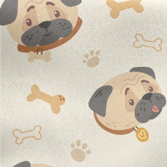 Cute Frowning Pug Jersey Backed Fleece
