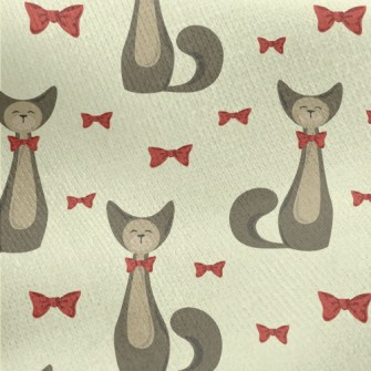 Elegant Bow Kitten Jersey Backed Fleece