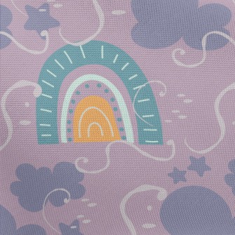 Fairytale Rainbow Dark Clouds Pongee