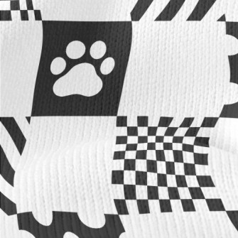Geometric Square Dog Paw Print Stretch Jersey