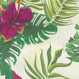 Tropical Hibiscus Leaves Stretch Jersey