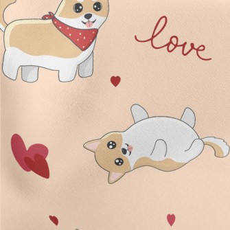 Cute Valentine&#39;s Day Puppy Lightweight Cotton Poplin