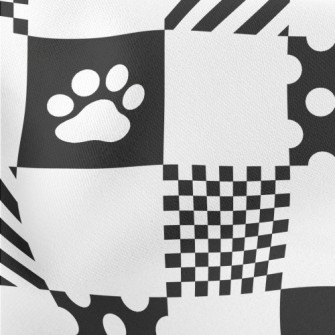 Geometric Square Dog Paw Print Lightweight Cotton Poplin