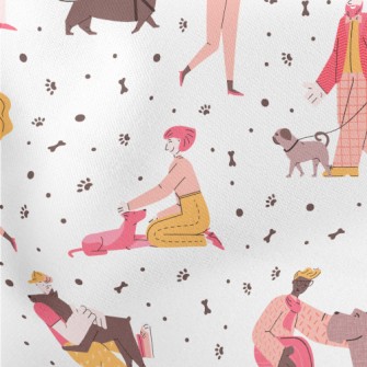 Dog Lovers Walking Their Dogs Lightweight Cotton Poplin