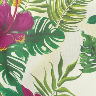 Tropical Hibiscus Leaves Lightweight Cotton Poplin