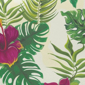 Tropical Hibiscus Leaves Midweight Cotton Poplin