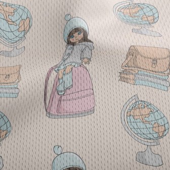 Little Girl Learns Knowledge Athletic Mesh Flat Back