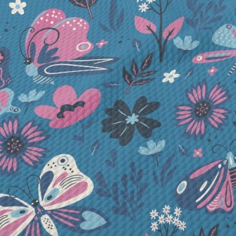 Colorful Flying Butterflies Birdseye Piqué
