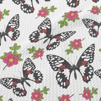 Noble Beautiful Black Butterfl Birdseye Piqué