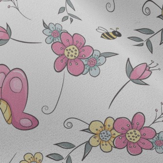 Cartoon Butterfly And Bee Chiffon