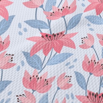 Bright Flowers In Bloom Birdseye Piqué