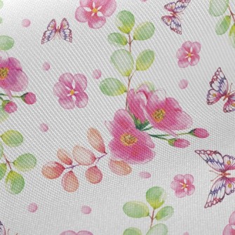 Butterfly And Red Flower Twill