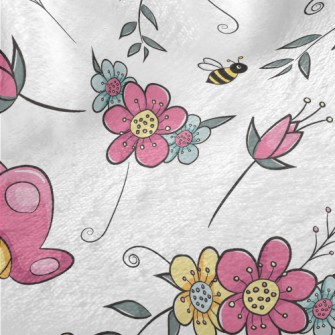 Cartoon Butterfly And Bee Minky