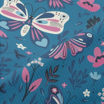 Colorful Flying Butterflies Piqué
