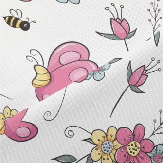 Cartoon Butterfly And Bee Piqué