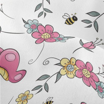Cartoon Butterfly And Bee Lightweight Performance Linen