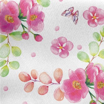 Butterfly And Red Flower Jersey Backed Fleece