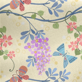 Flower World Butterfly Jersey Backed Fleece
