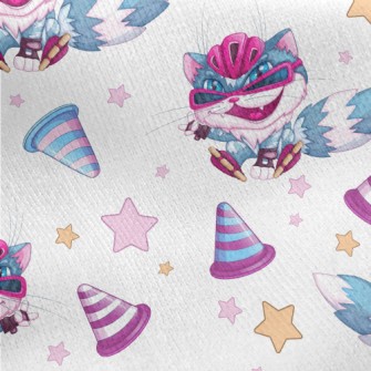 Cool Skateboard Cat Jersey Backed Fleece