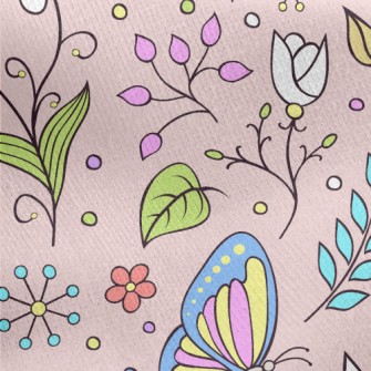Colorful Forest Butterfly Lady Jersey Backed Fleece