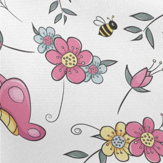 Cartoon Butterfly And Bee Pongee